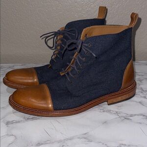 Taft Men's Two-Tone Leather and Fabric Lace Up Boots